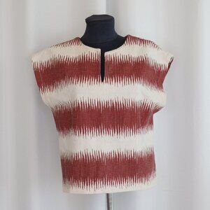 Meg Shop Woven Ikat Striped Top Sz L